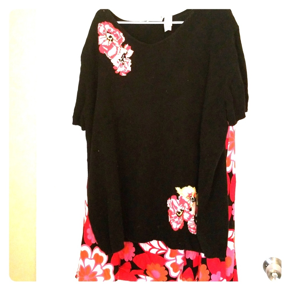 Black Sweater with Pink Roses